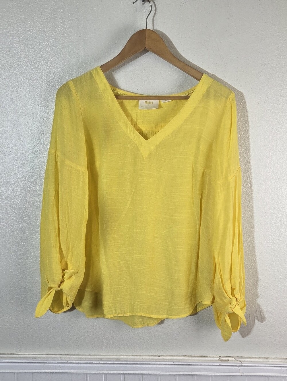 Maeve By Anthropologie Small Yellow Popover Peasant Blouse Womens Boho Top